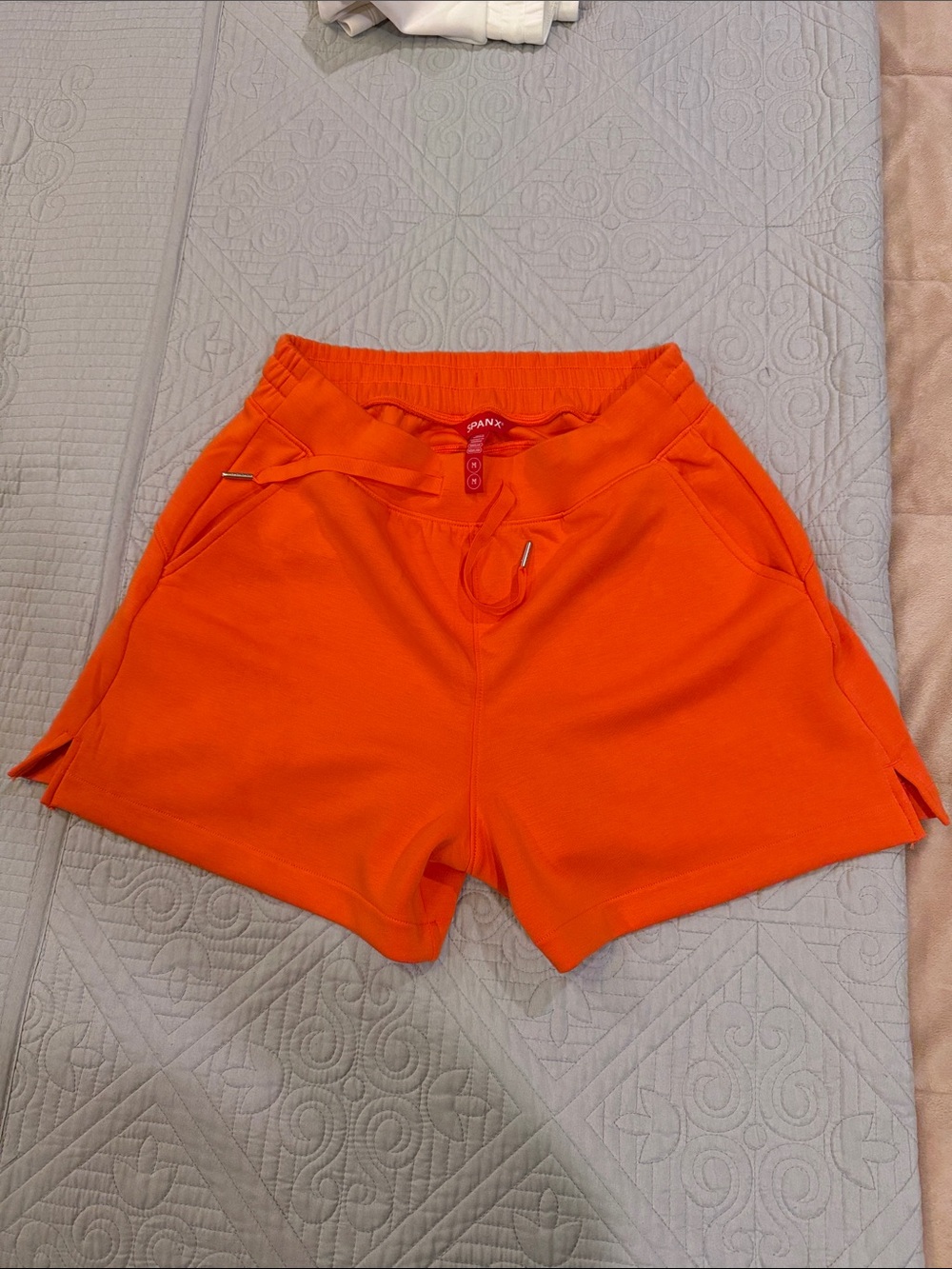 SPANX Bright Orange Drawstring Athletic Shorts